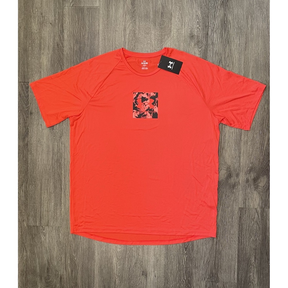Under Armour Tech Print Fill Shirt Men's XL Short Sleeve Red Camo Active UA NEW - Picture 2 of 5